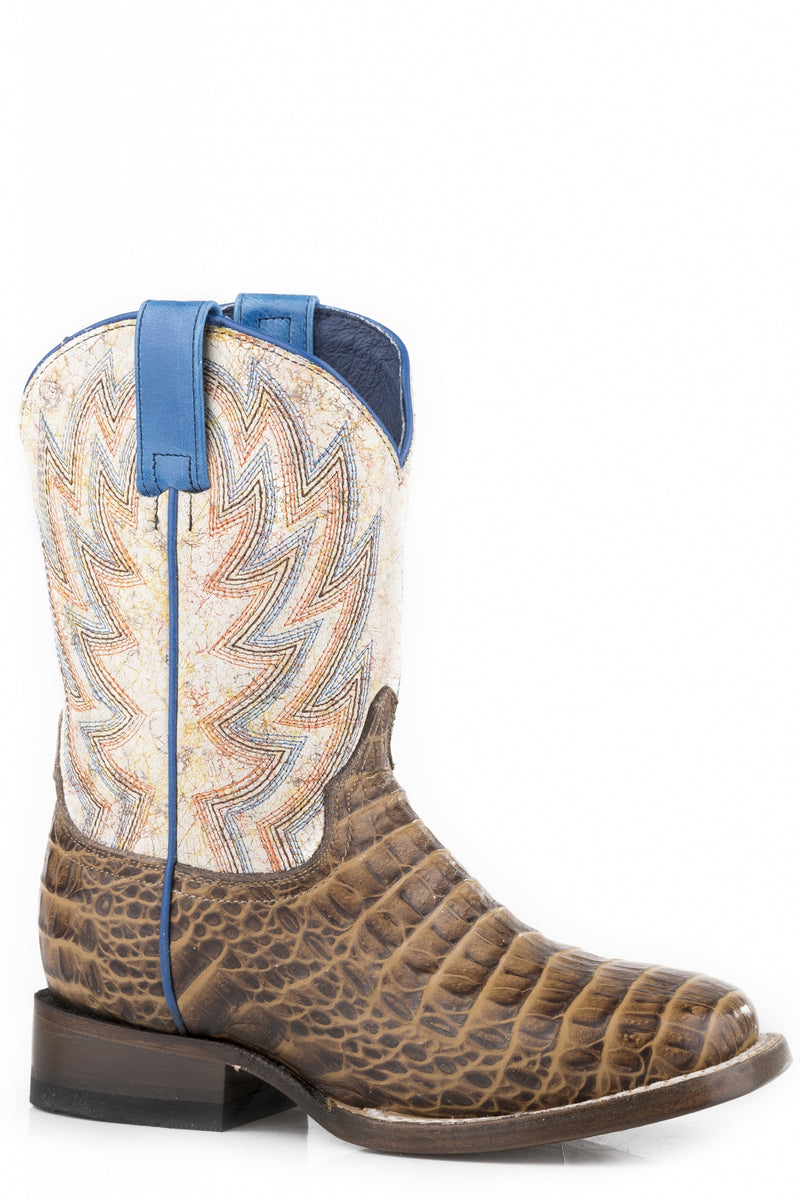 Roper Kids Embossed Gator/Blue Multi Leather Boots