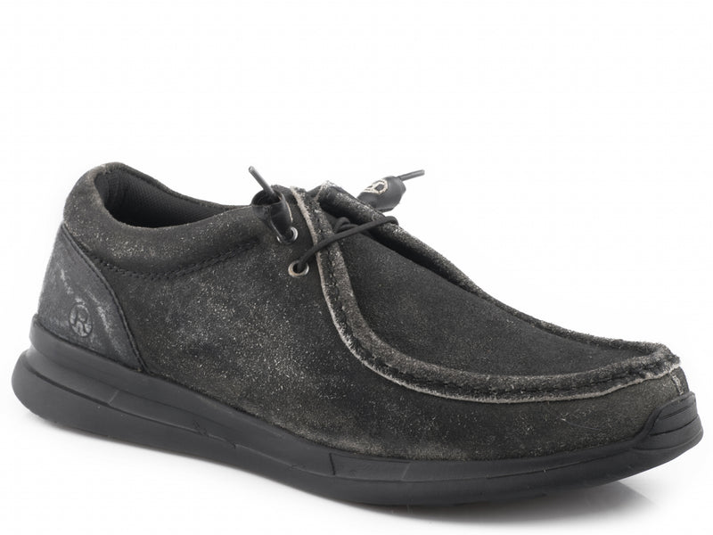 Roper Mens Black Suede Leather Chukka Shoes