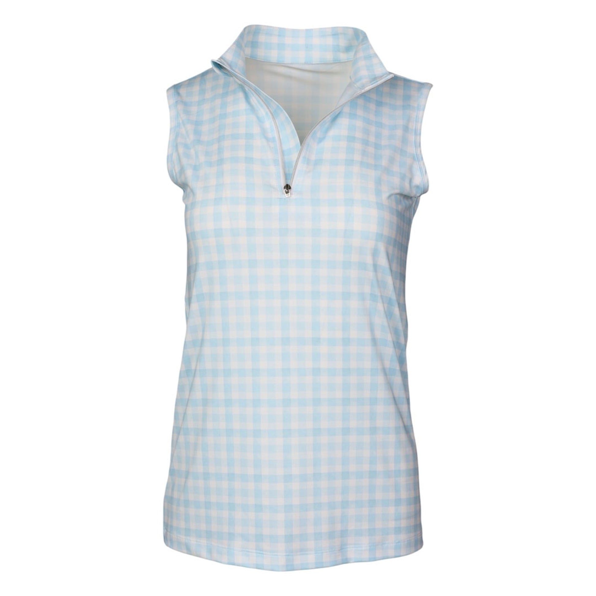 Dapplebay Ladies Gingham 1/4 Zip Sleeveless Riding Top