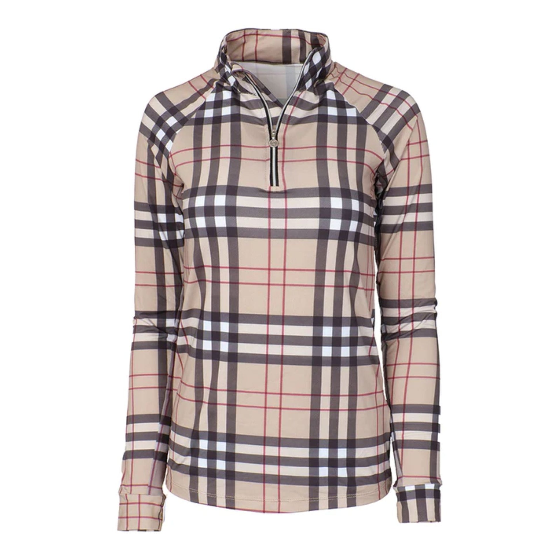 Dapplebay Holiday Plaid Ladies 1/4 Zip Riding Top
