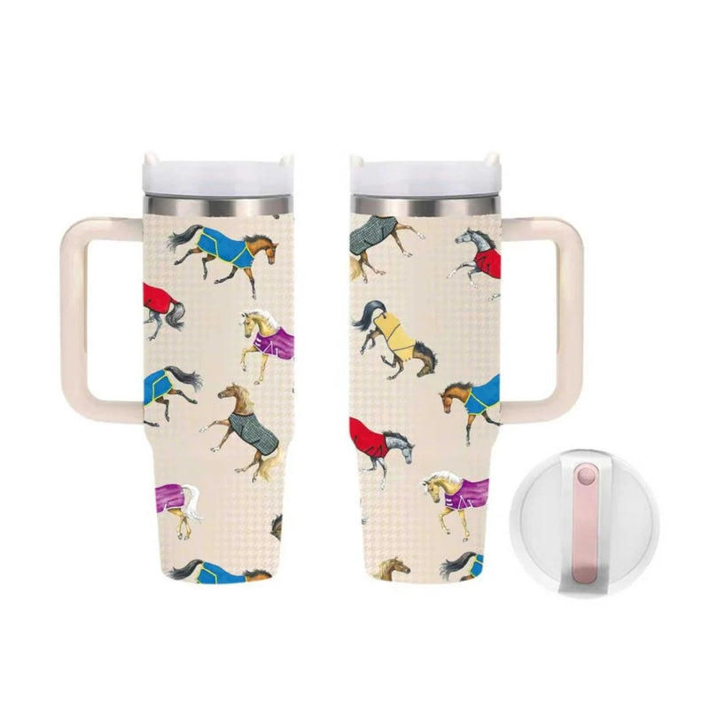 AWST Int'l Lila Horses in Blankets Stainless Steel Drink Mug