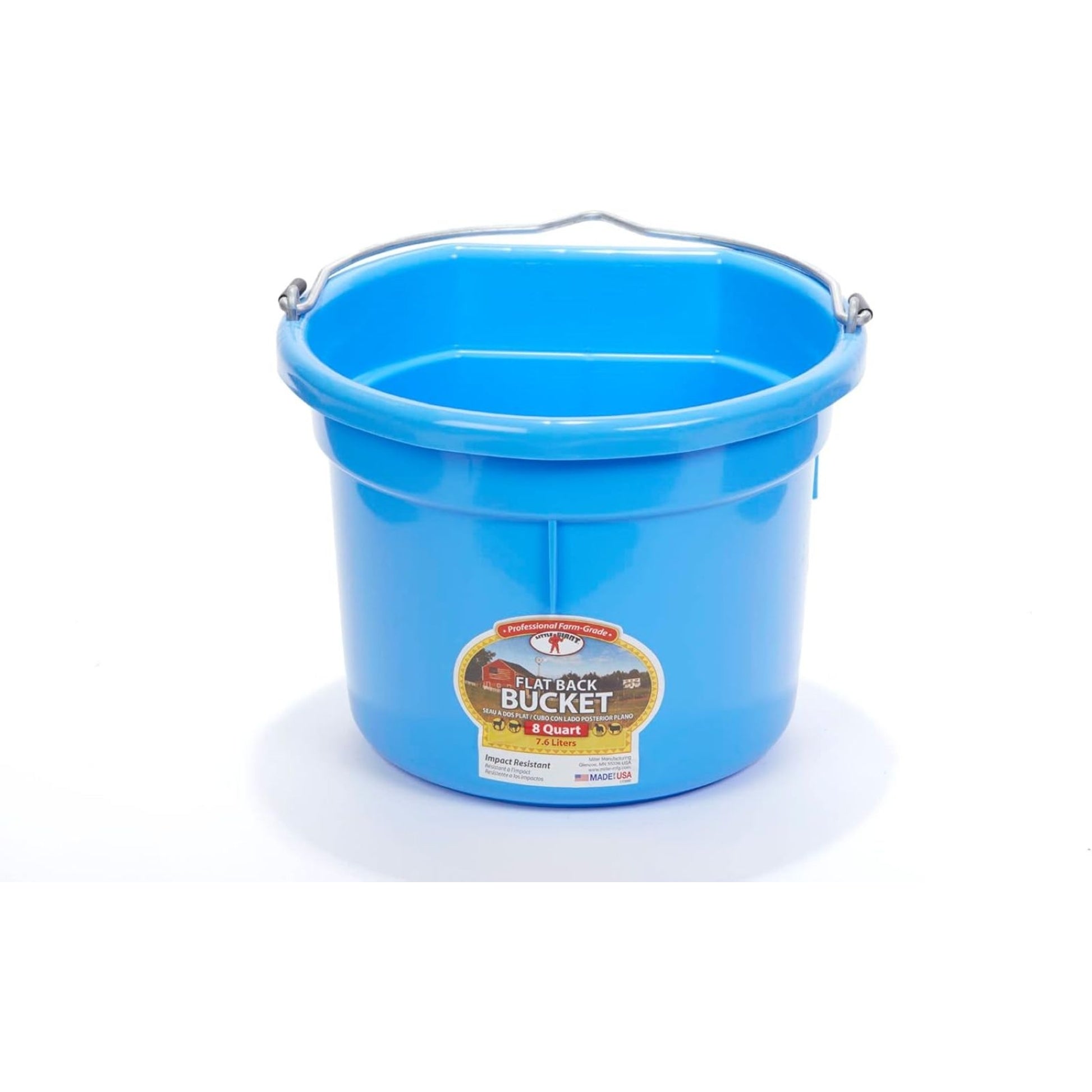 Flat Back Plastic Bucket 8qt Blue