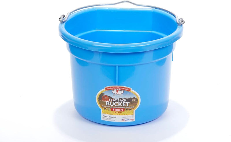 Flat Back Plastic Bucket 8qt Blue