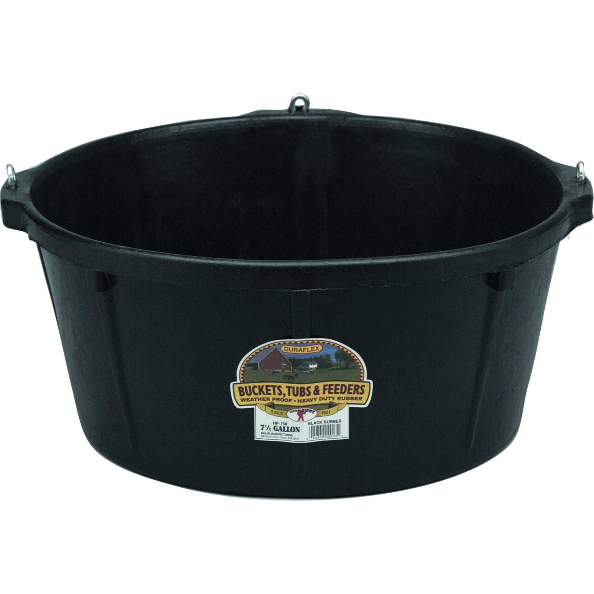 Rubber Feed Tub With Eye Screws - 6 1/2 Gallon