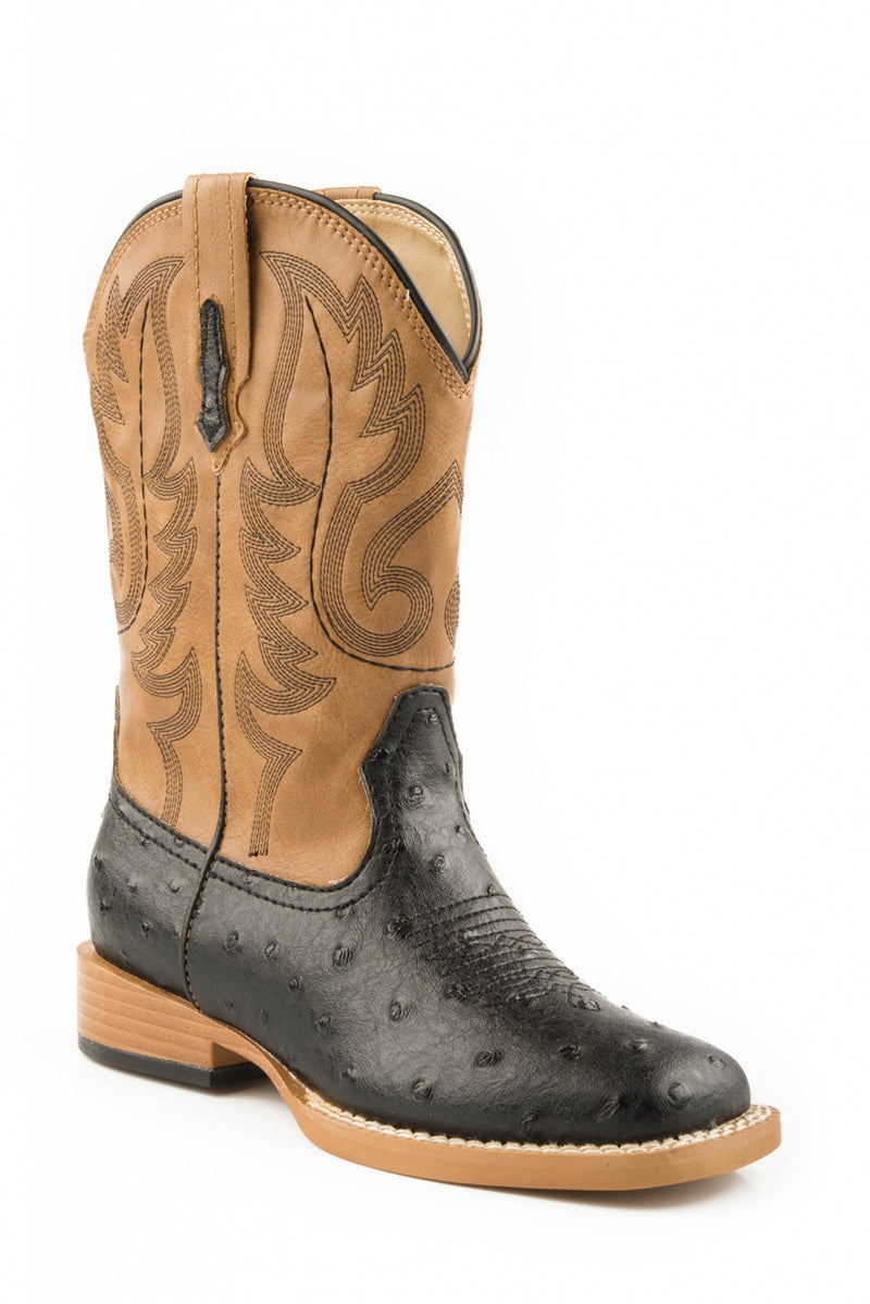 Roper Kids Bumps Square Toe Black Boots