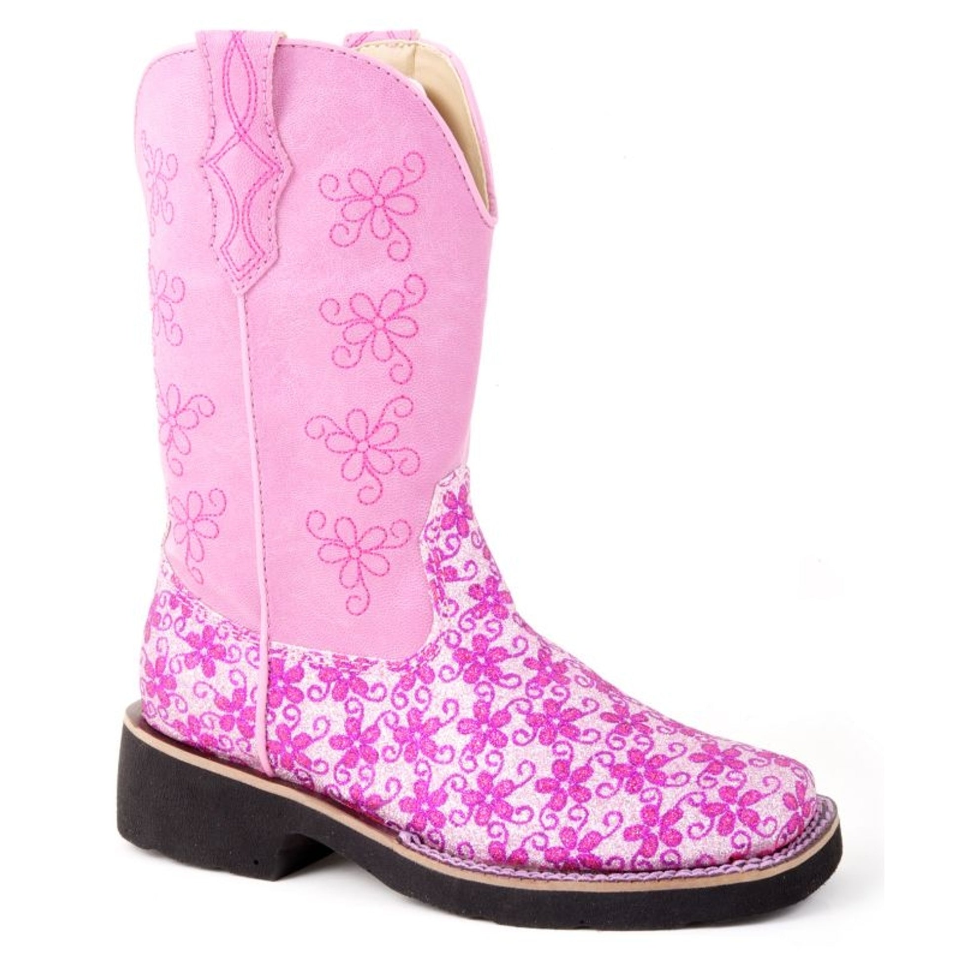 Roper Kids Floral Glitter Boots