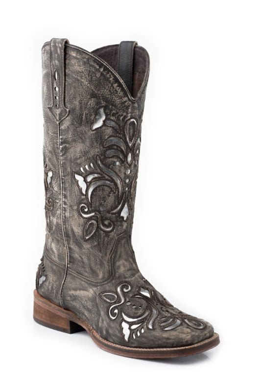 Roper Ladies Square Toe Metallic Silver Boots