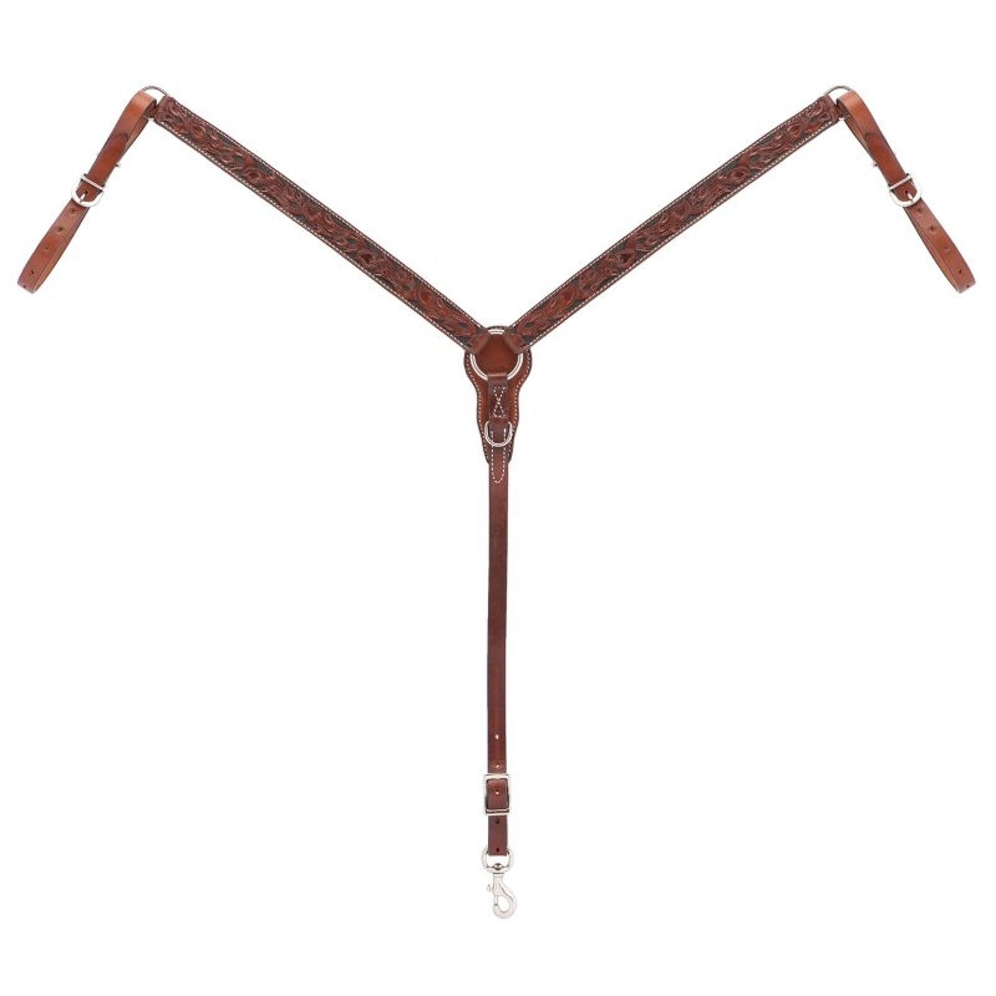 Weaver Turq Cross Carved Chestnut Breast Collar