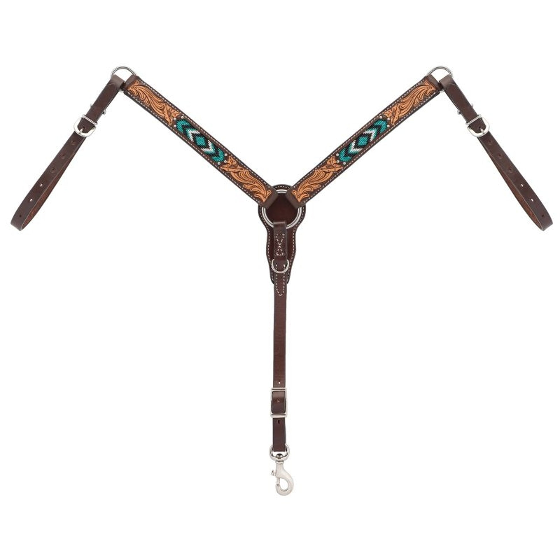 Weaver Turq Cross Turqu Bead Pony Breast Collar