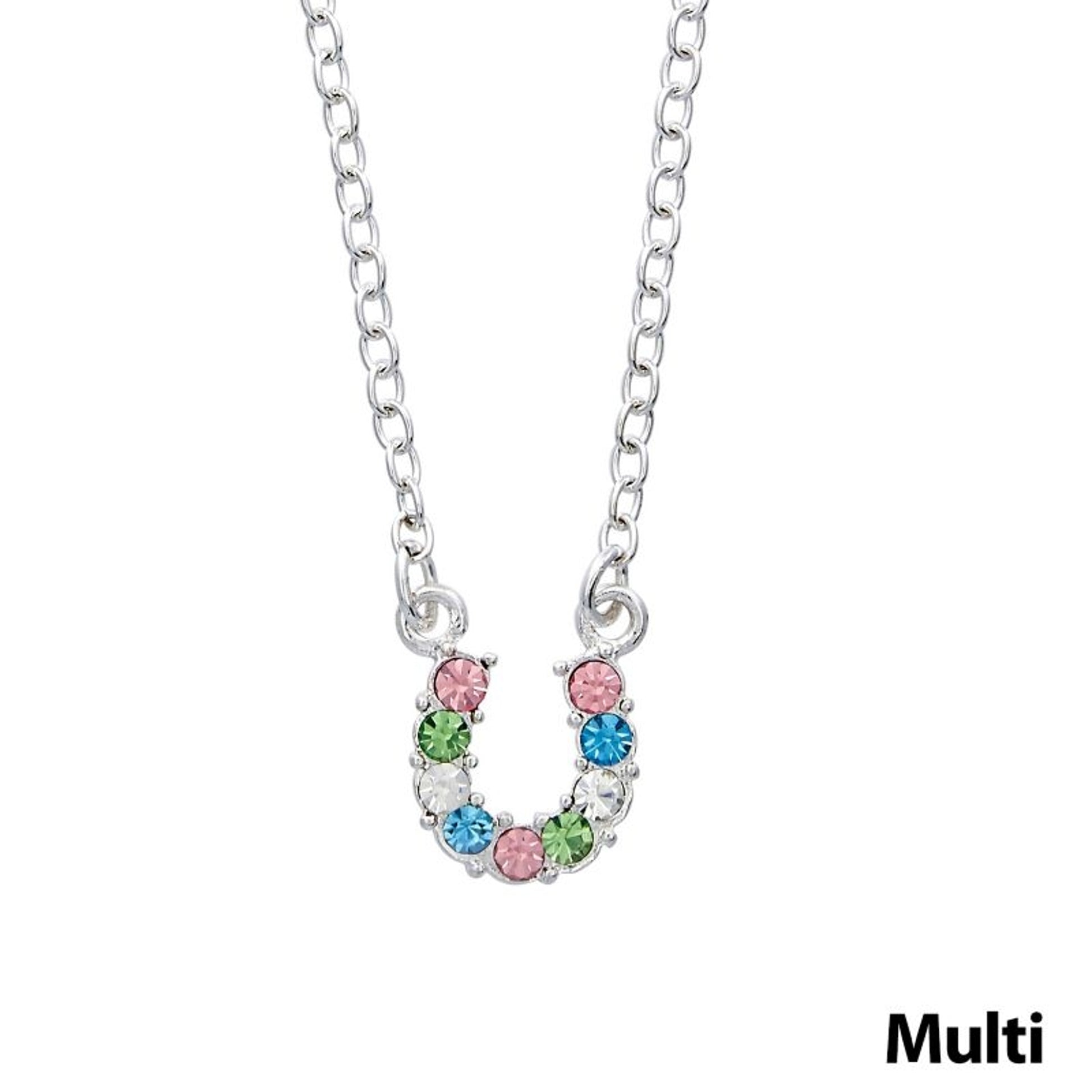 Horseshoe Necklace 16 Blue