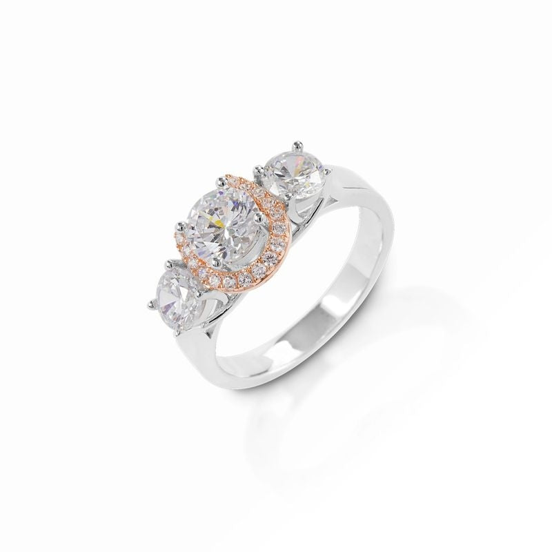 Kelly Herd Large Three Stone Rose Horseshoe Ring