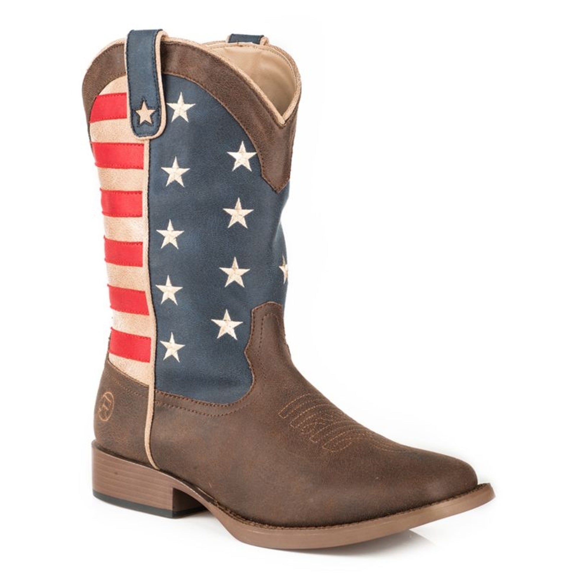 Roper Little Kids Square Toe American Flag Boots