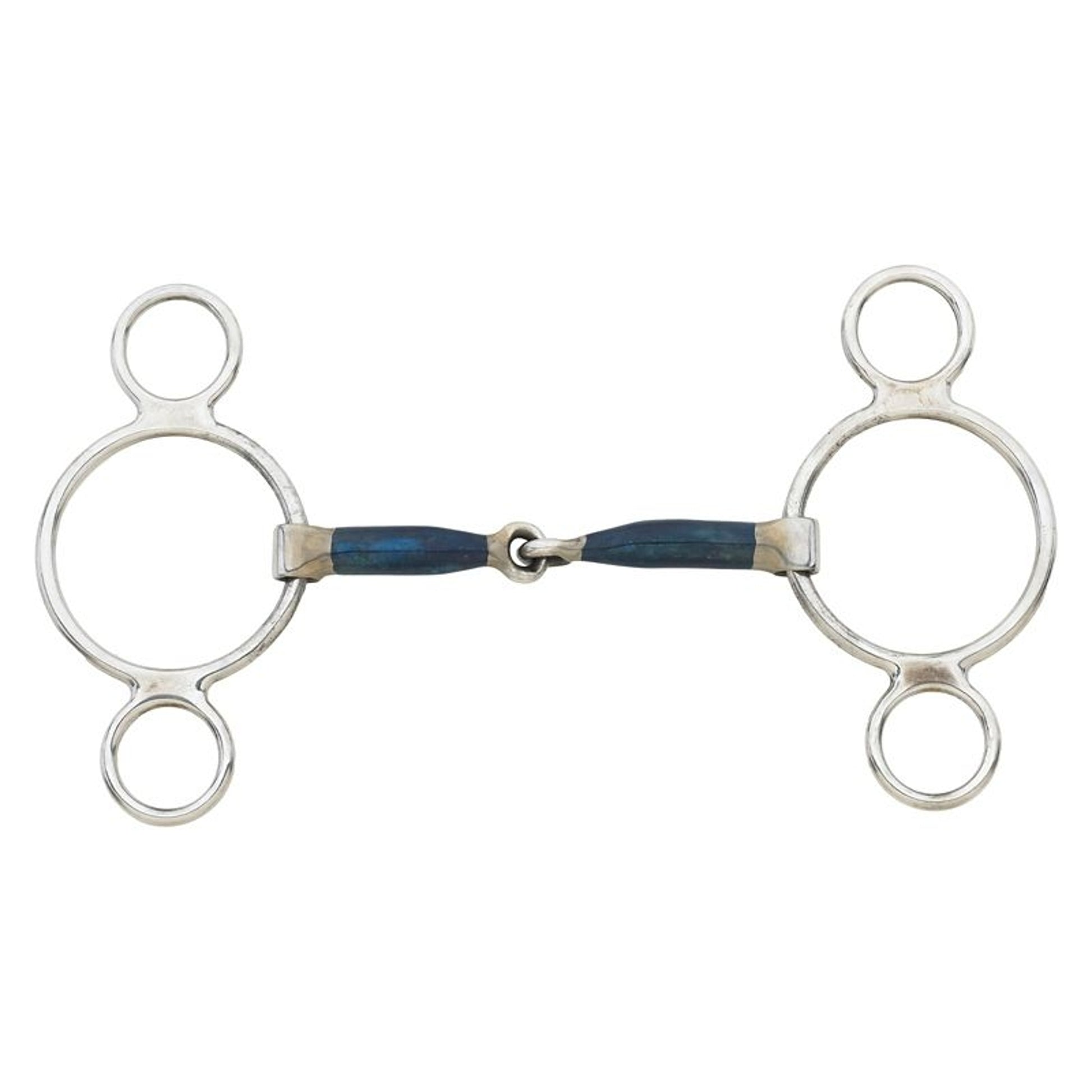 Blue Steel Jointed 2-Ring Gag Bit