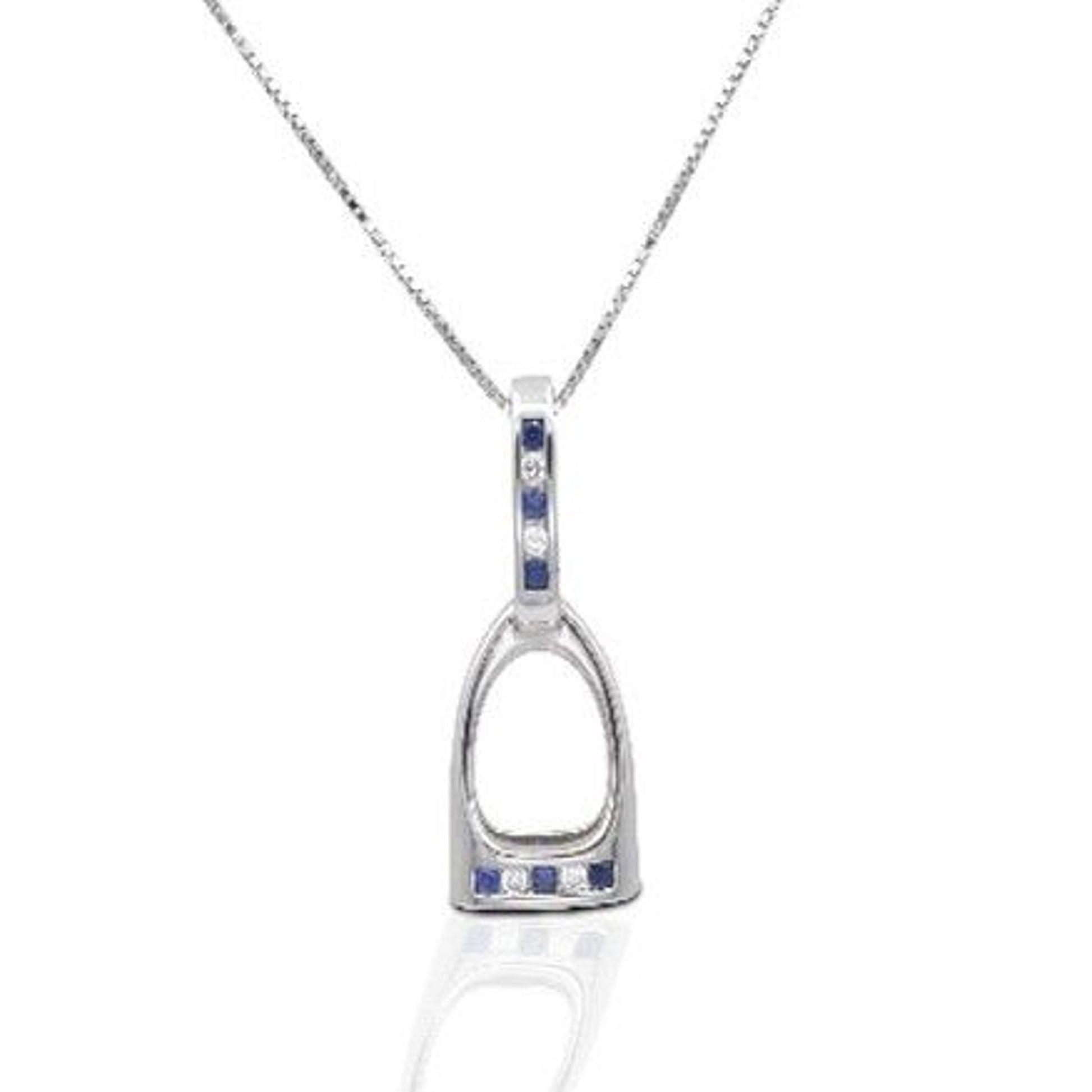 Kelly Herd Blue and Clear English Stirrup Necklace