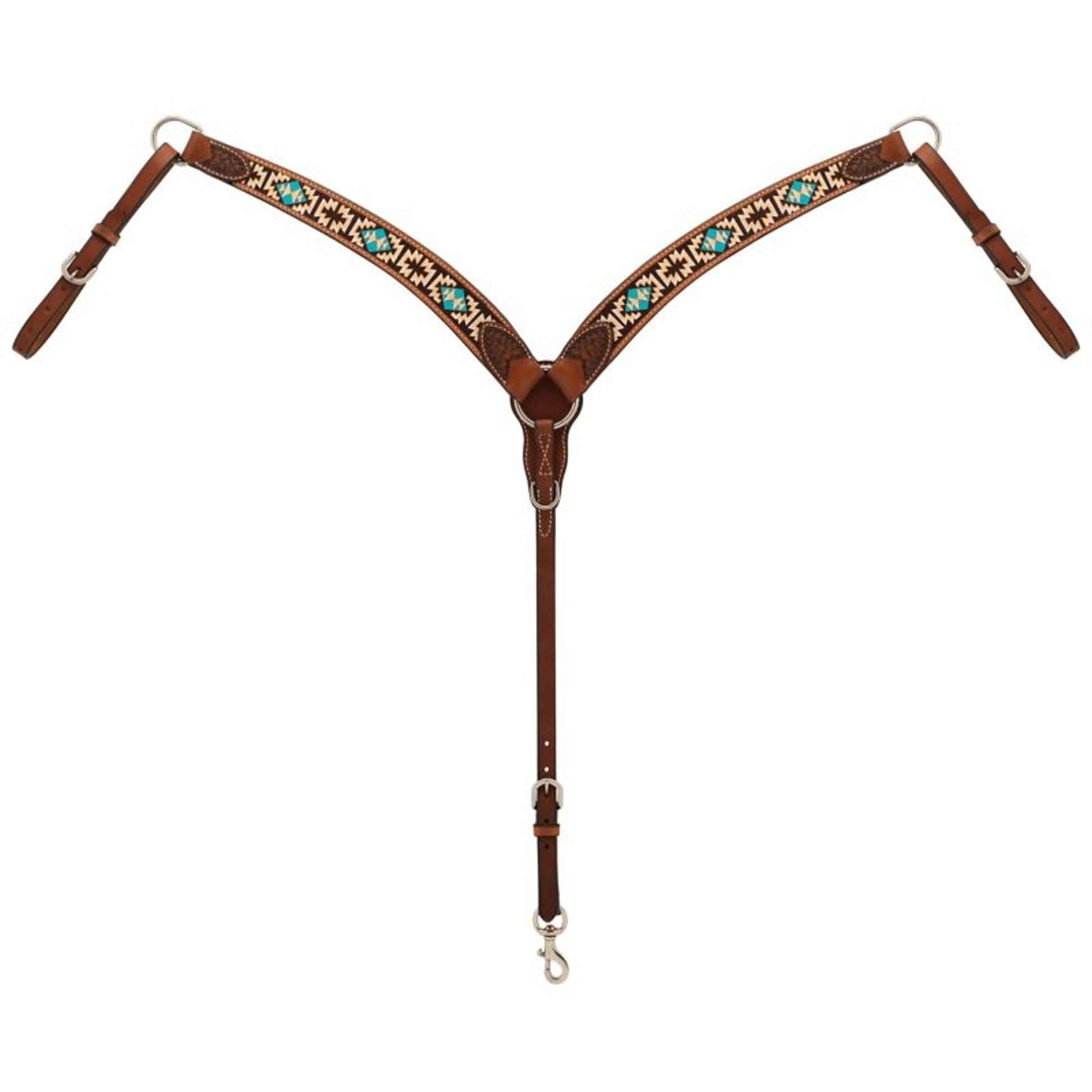 Weaver Turquoise Cross Aztec Contour Breast Collar