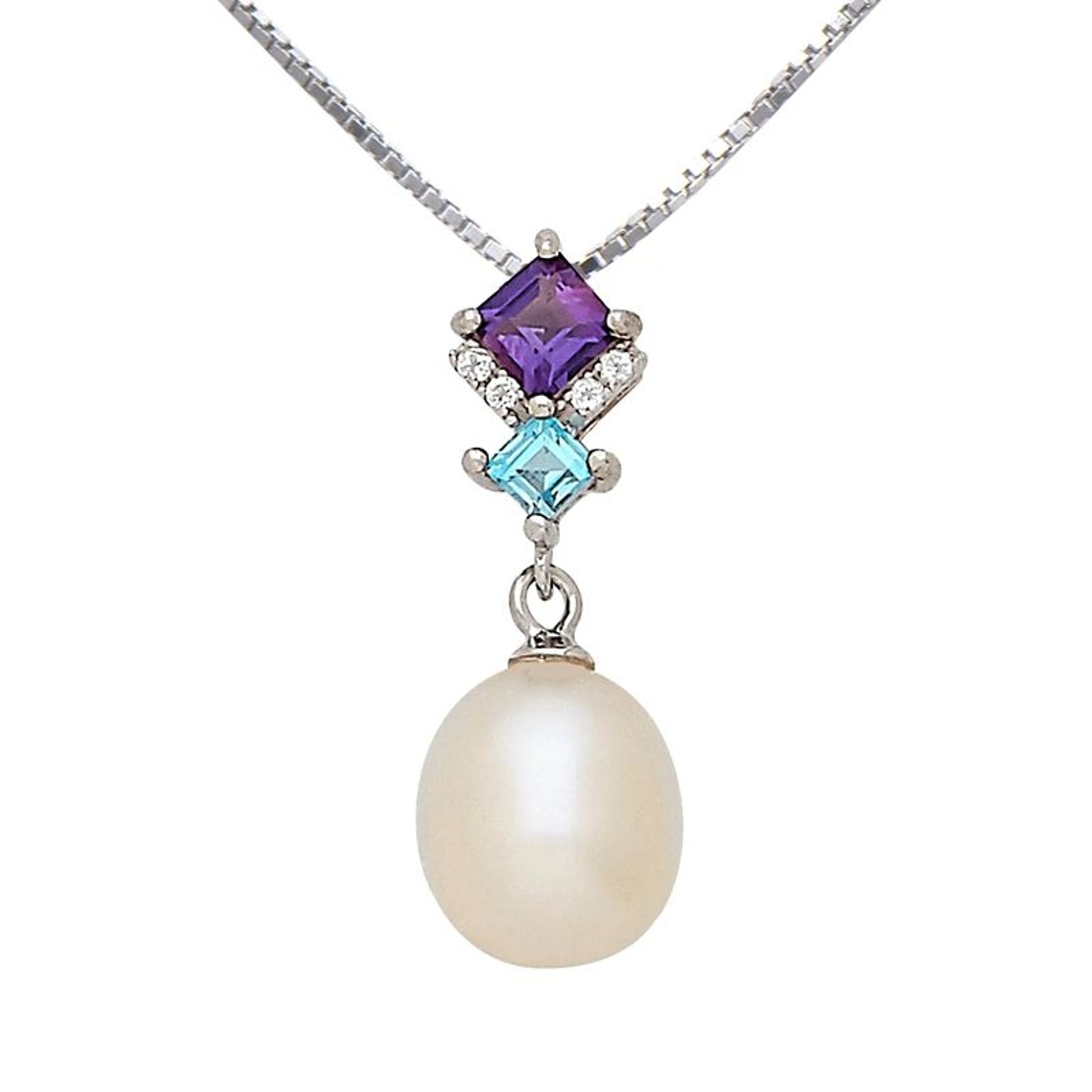 Kelly Herd Amethyst/Blue Topaz Pearl Pendant