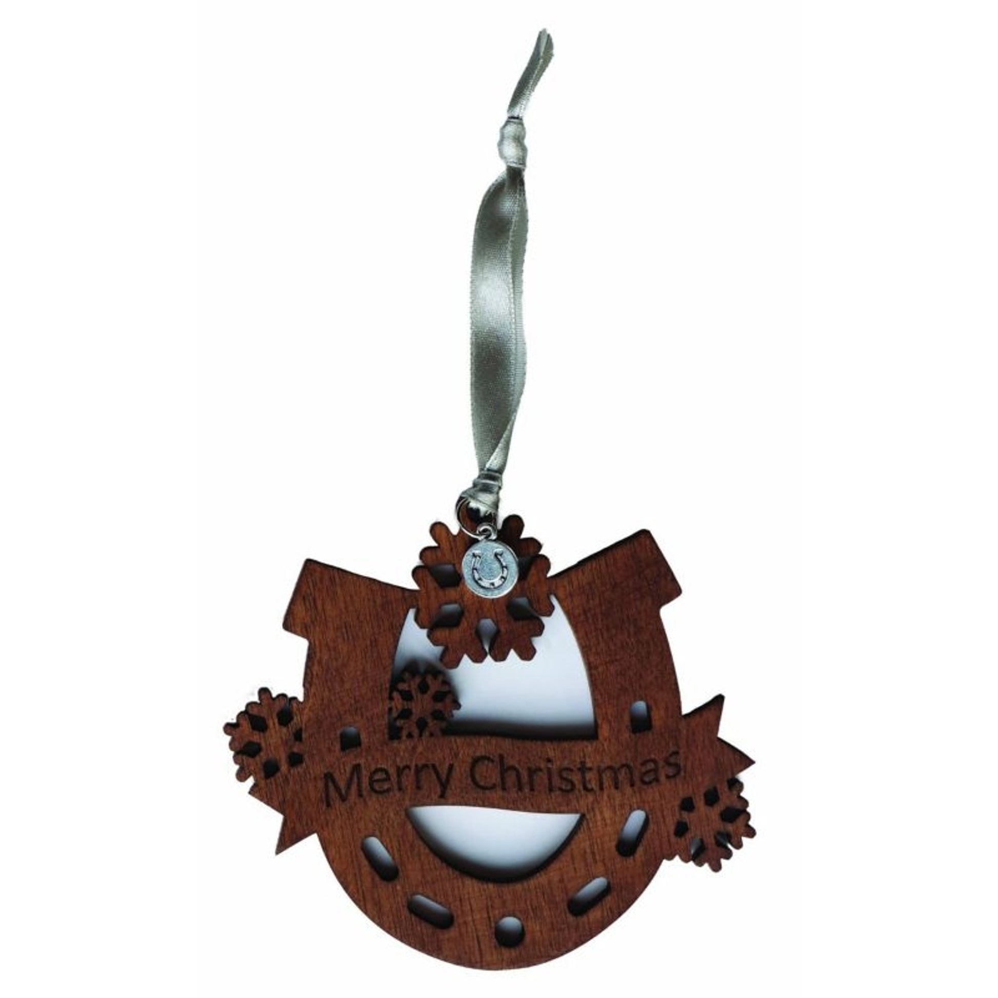 Kelley Snowflake Horseshoe Wood Ornament 3In