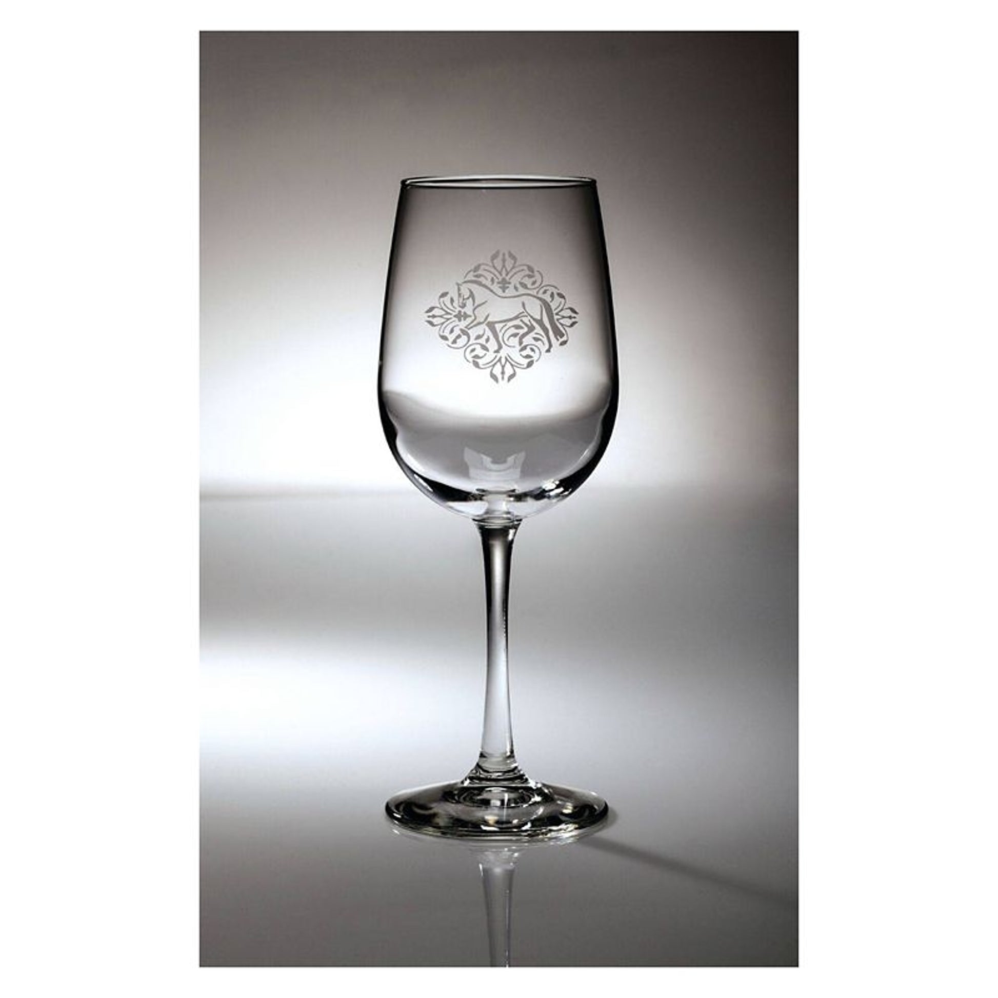 Kelley Dressage Floral Etched Wine Glass