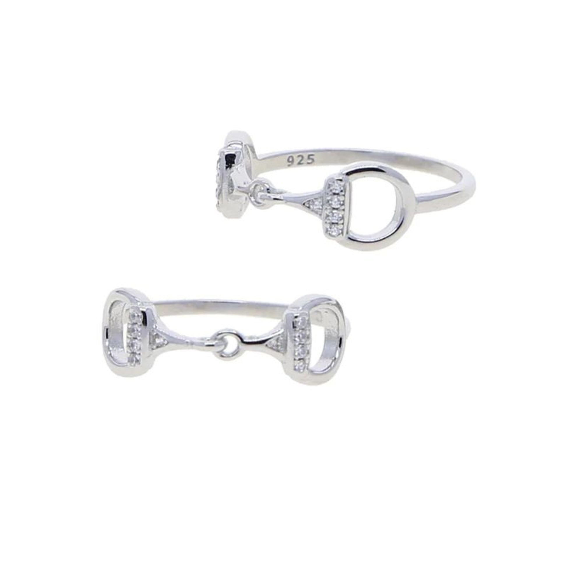 AWST Sterling Silver CZ Snaffle Bit Ring