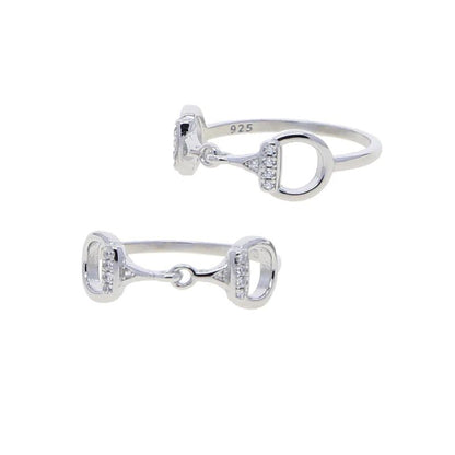 AWST Sterling Silver CZ Snaffle Bit Ring