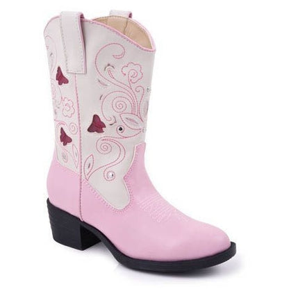 Girls Faux Leather Butterfly Lights Boots 1 Pink