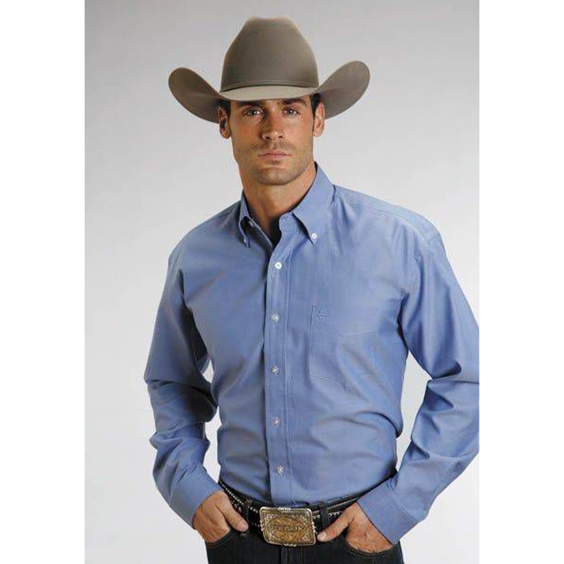 Stetson Mens Pinpoint Oxford Button Down Blue