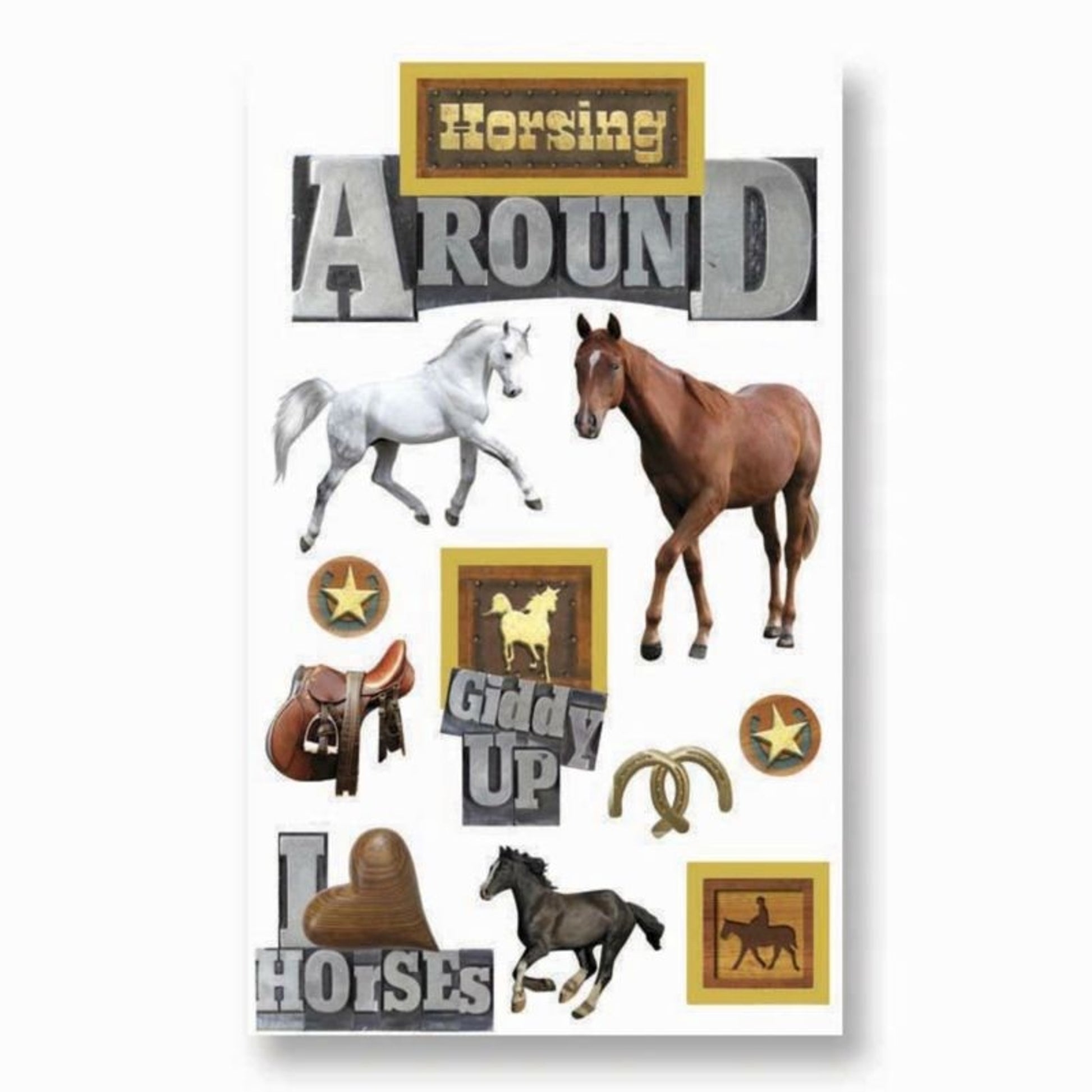 Horsing Around 3D StickersBk/Wh