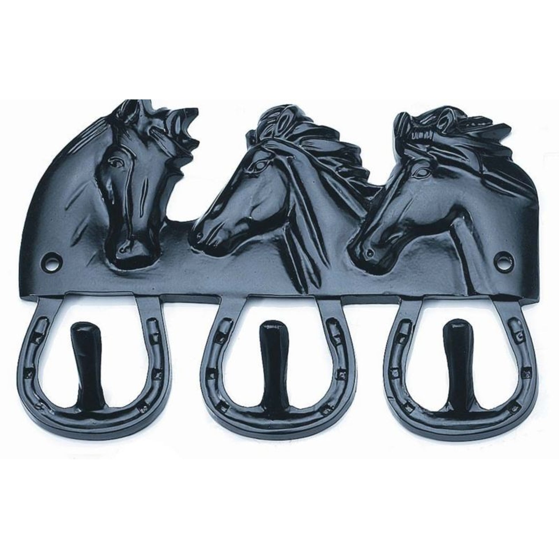 Horse Fare Three Hooks with Three Horse Heads Brass