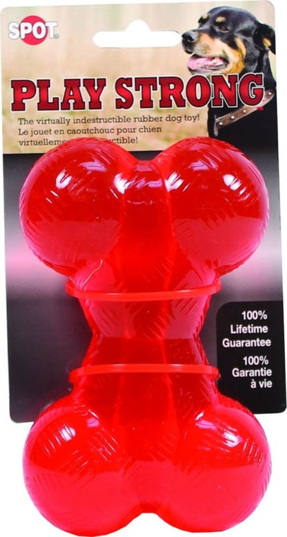 Spot Play Strong Rubber Bone Dog Toy Small Red