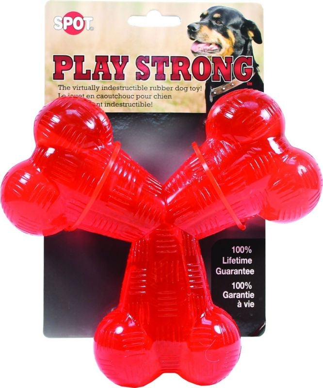 Spot Play Strong Rubber Trident Dog Toy 6 Red