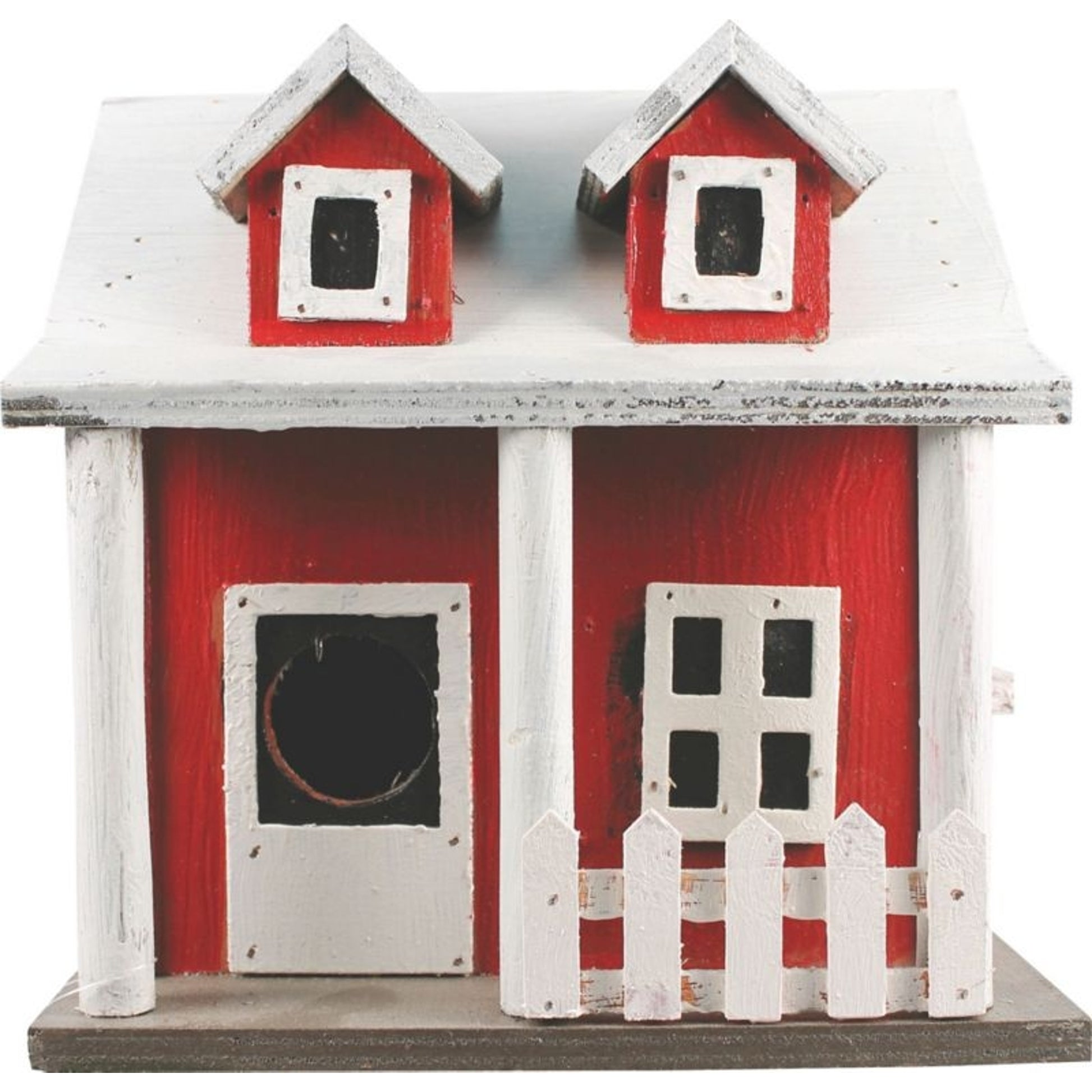 Picket Fence Cottage Birdhouse Red/White