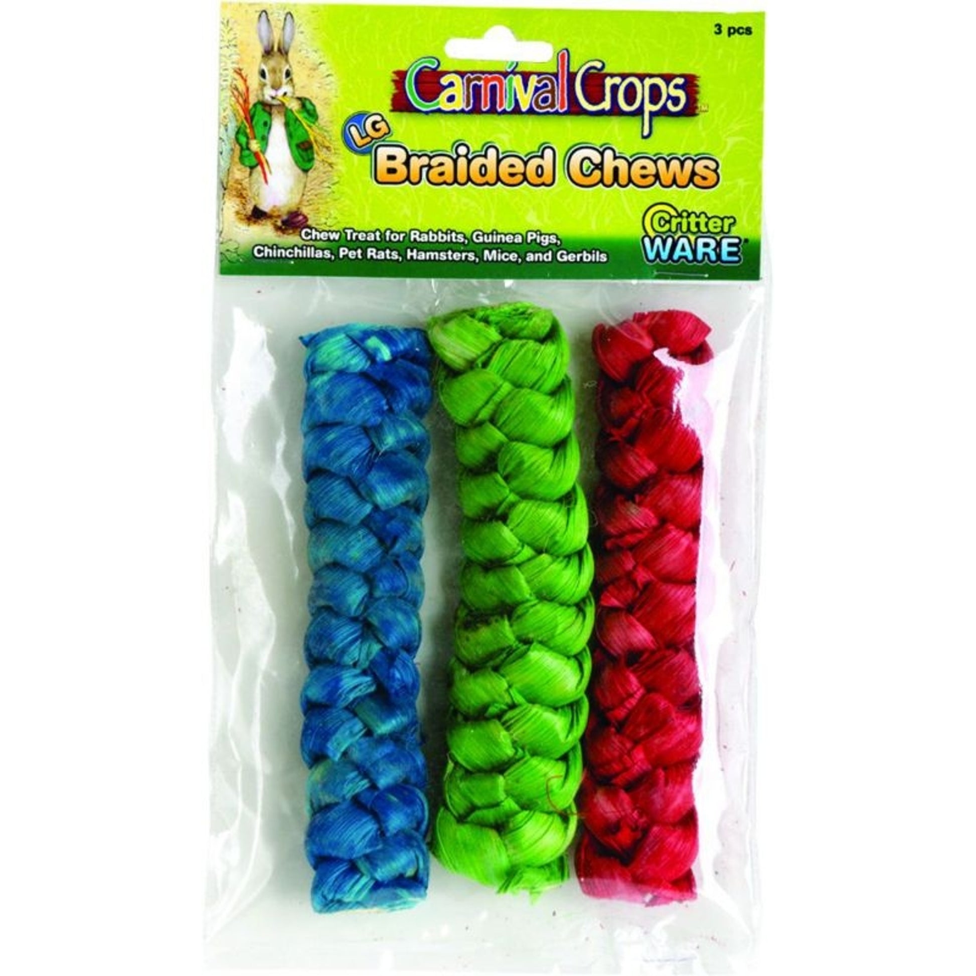 Ware Braided Chews For Small Animals L/3pc Multi