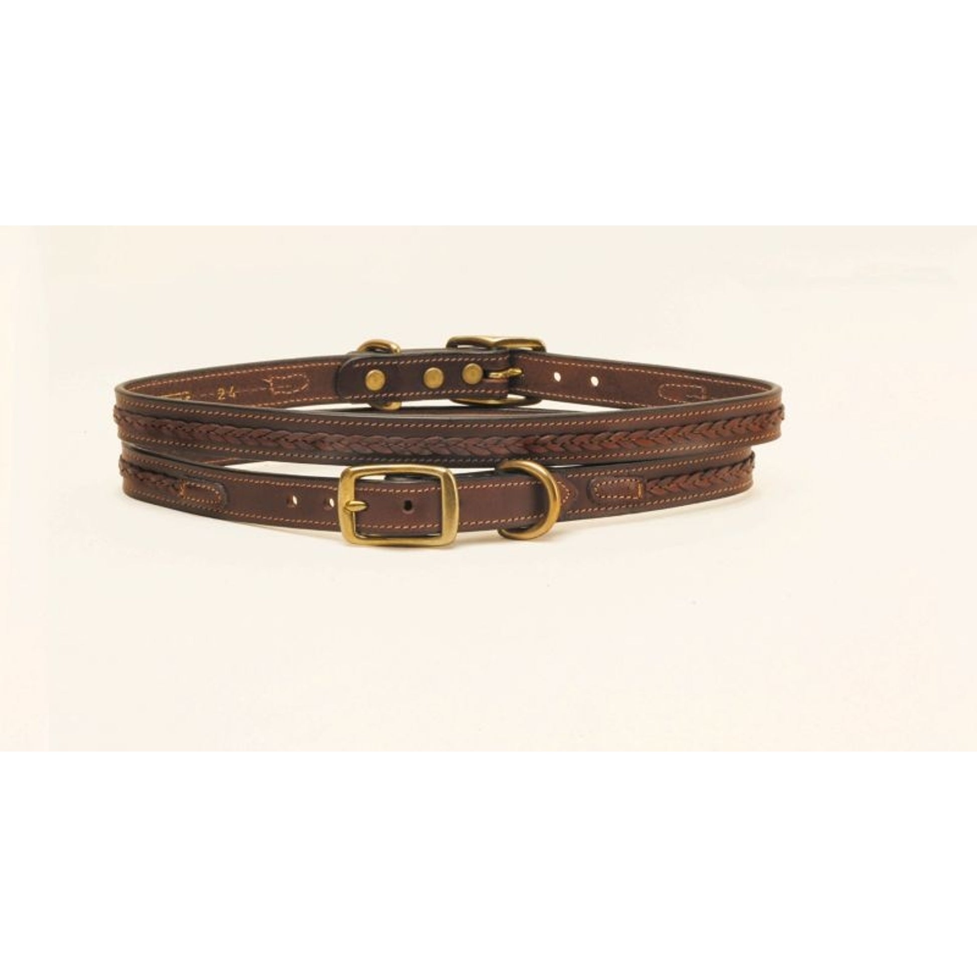 3/4In Dog Collar - Raised Center Braid 12in Bk/Gry