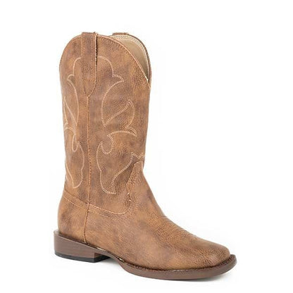 Roper Boys Kids Cole Square Toe Western Boot 1 Brn