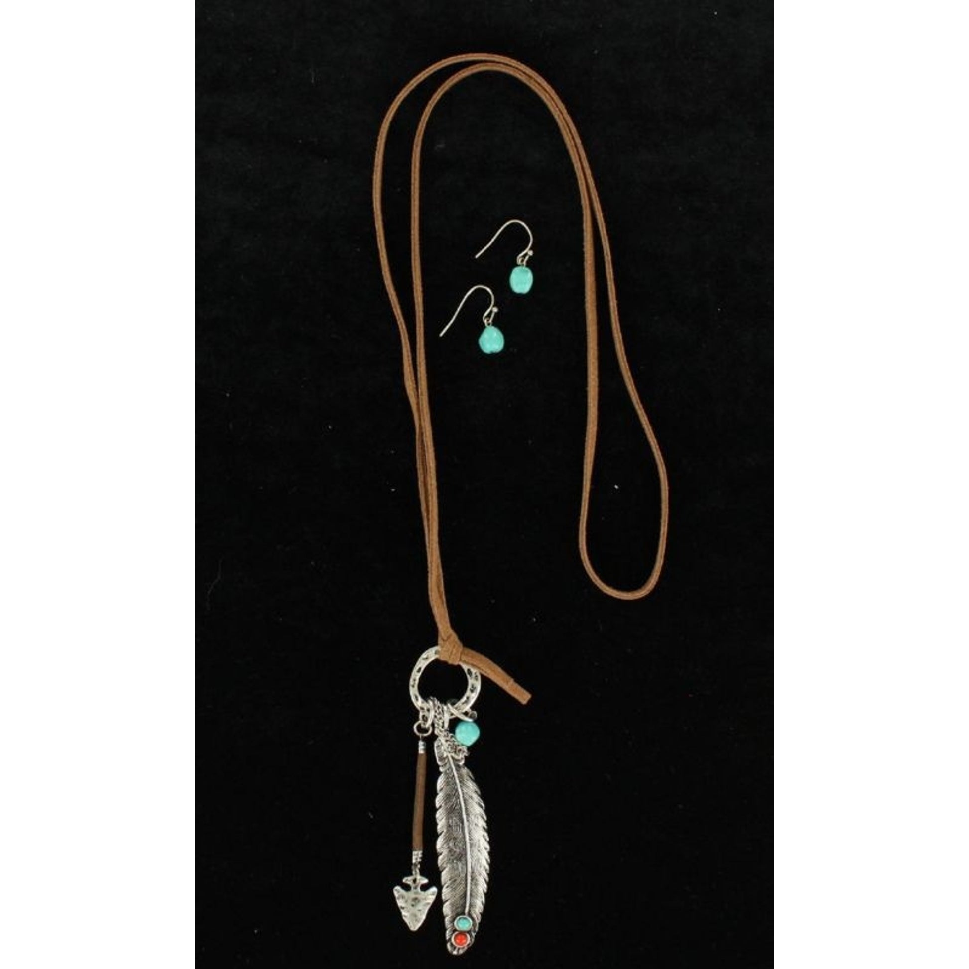 Blazin Roxx X-Large Knot Feather Jewelry SetBk/Wh