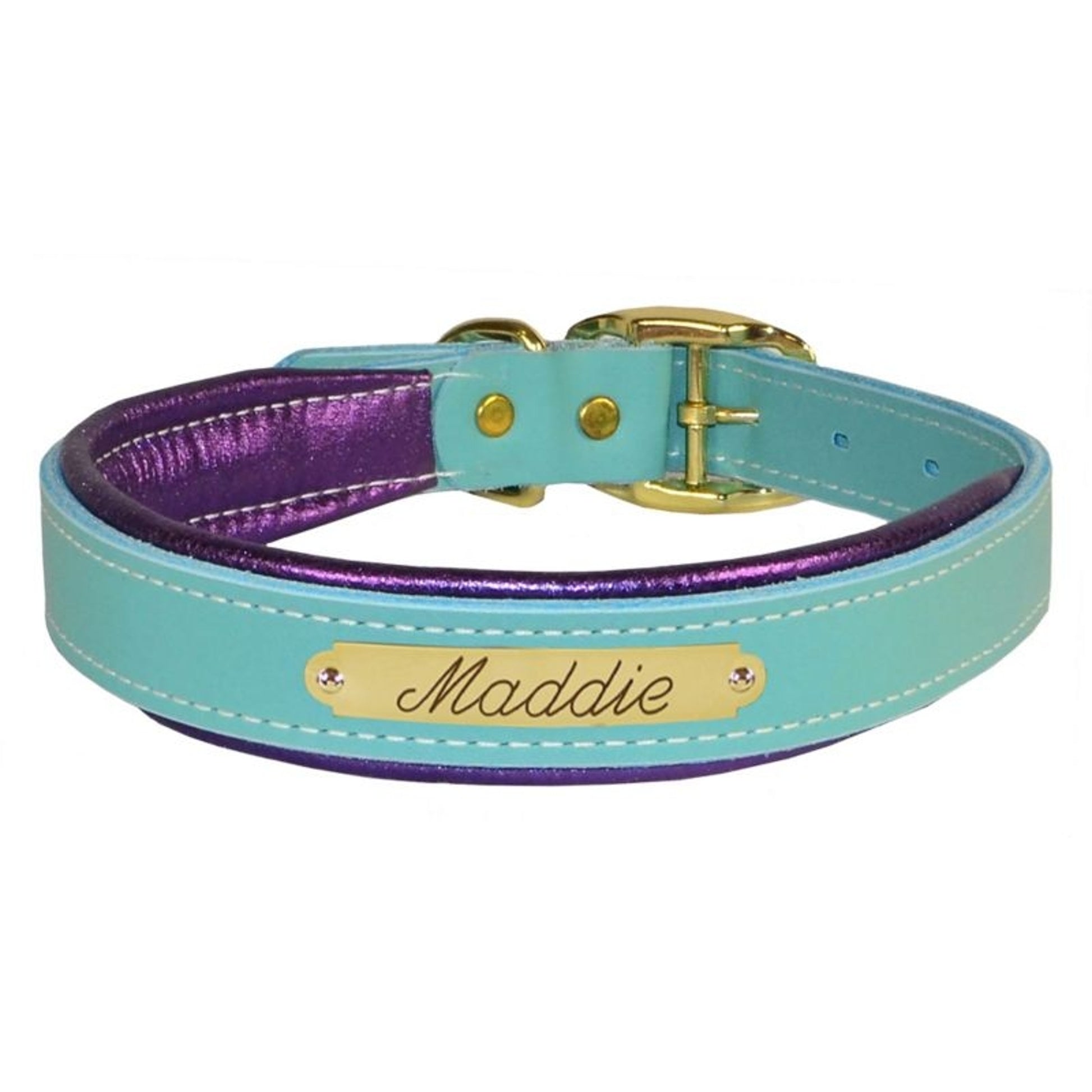 Perris Metallic Pad Leather Dog Collar LG HavPlat