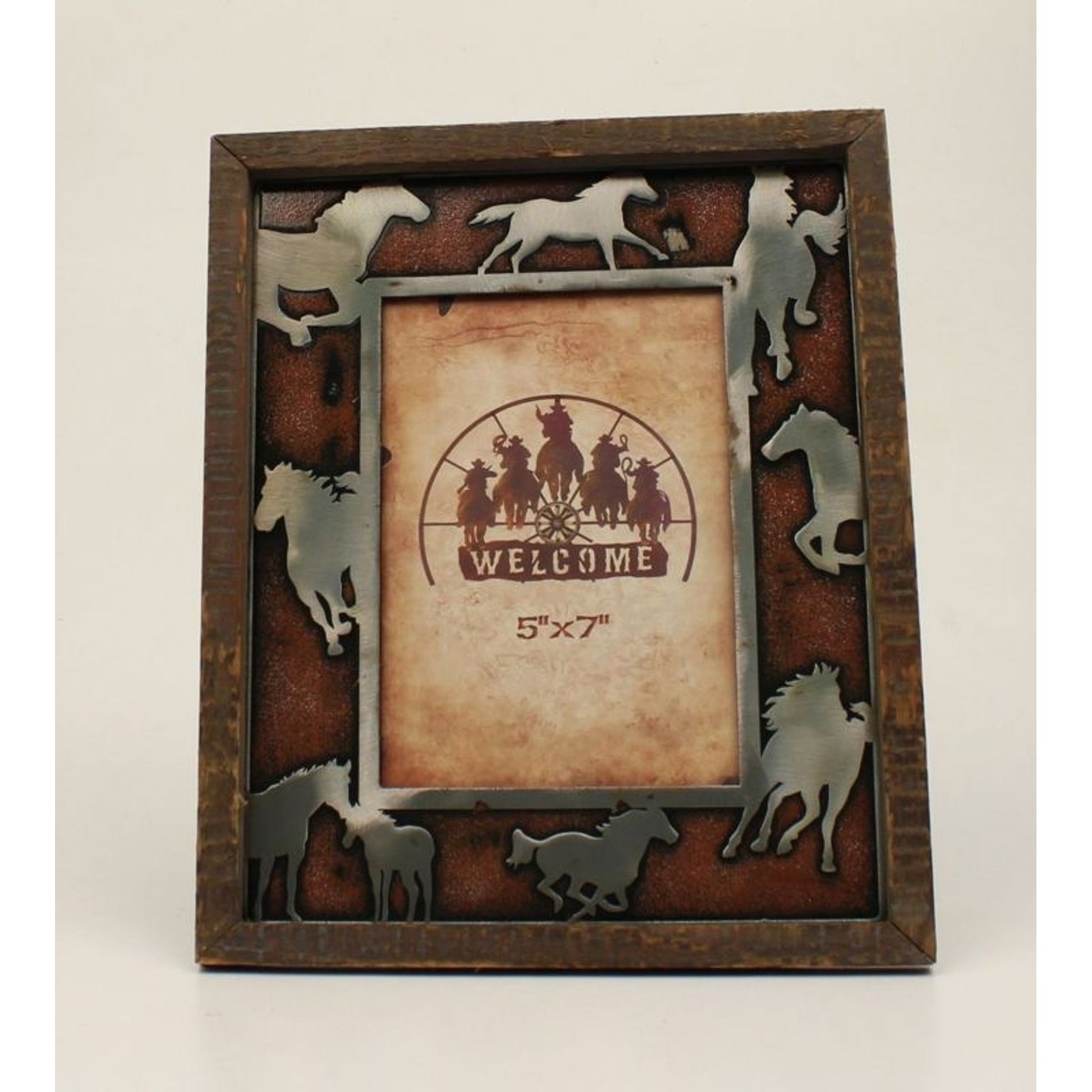 Running Horses Picture Frame 5 x 7 Bk/Wh