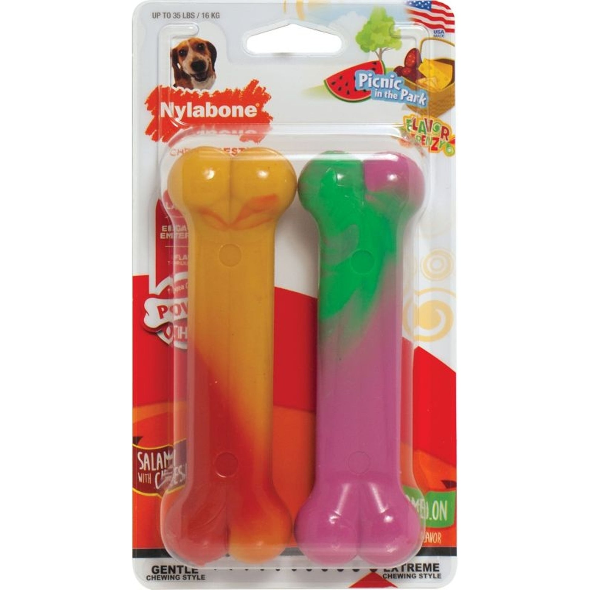 Nylabone Flavor Frenzy-2 Pk-Salami Watermelon Wlf