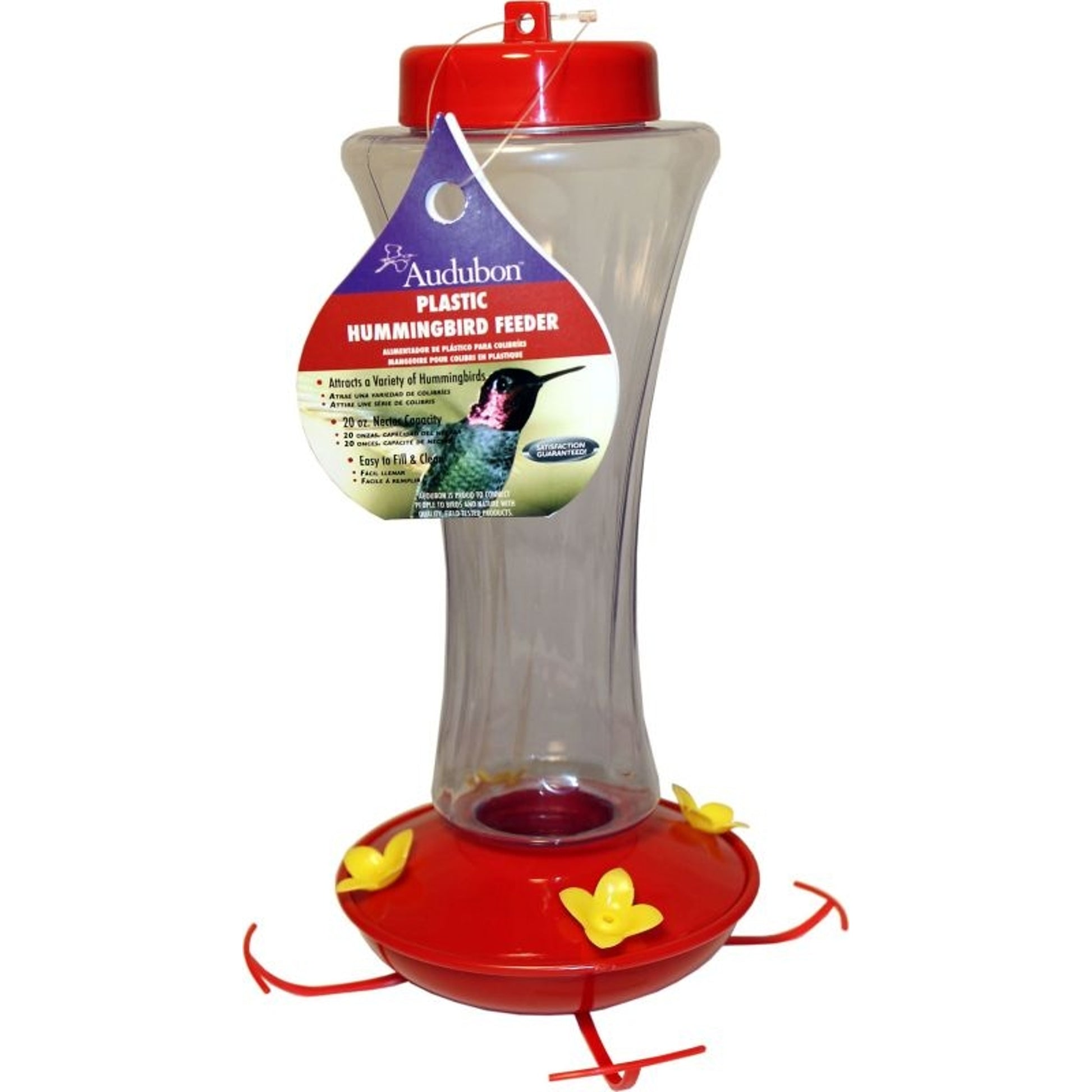 Audubon Plastic Hummingbird Feeder RedClear