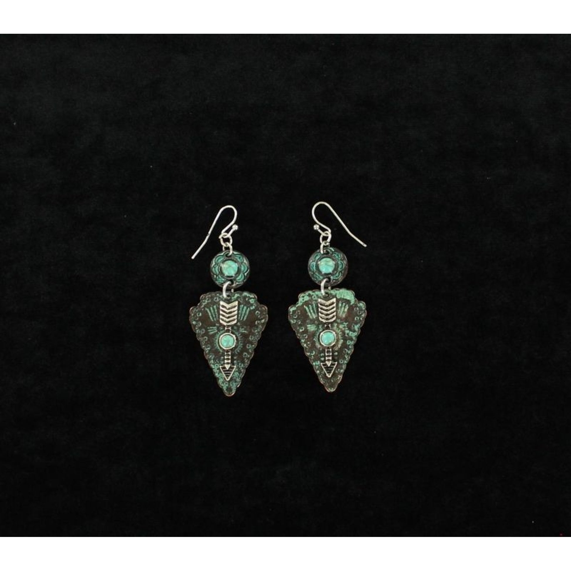 BlazinRoxx Patina Stone Arrow Dangle EarringBk/Wh