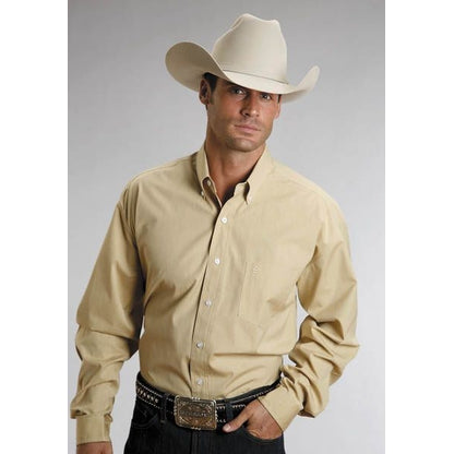 Mens C2 End On End LS Button Shirt L Gold