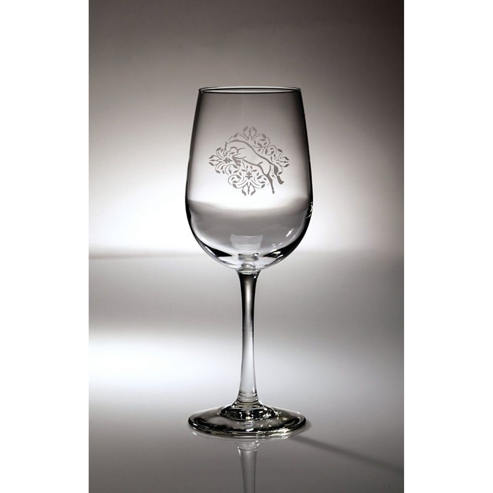 Kelley Jumper Floral Etched Wine Glass 18.5oz Bk/W