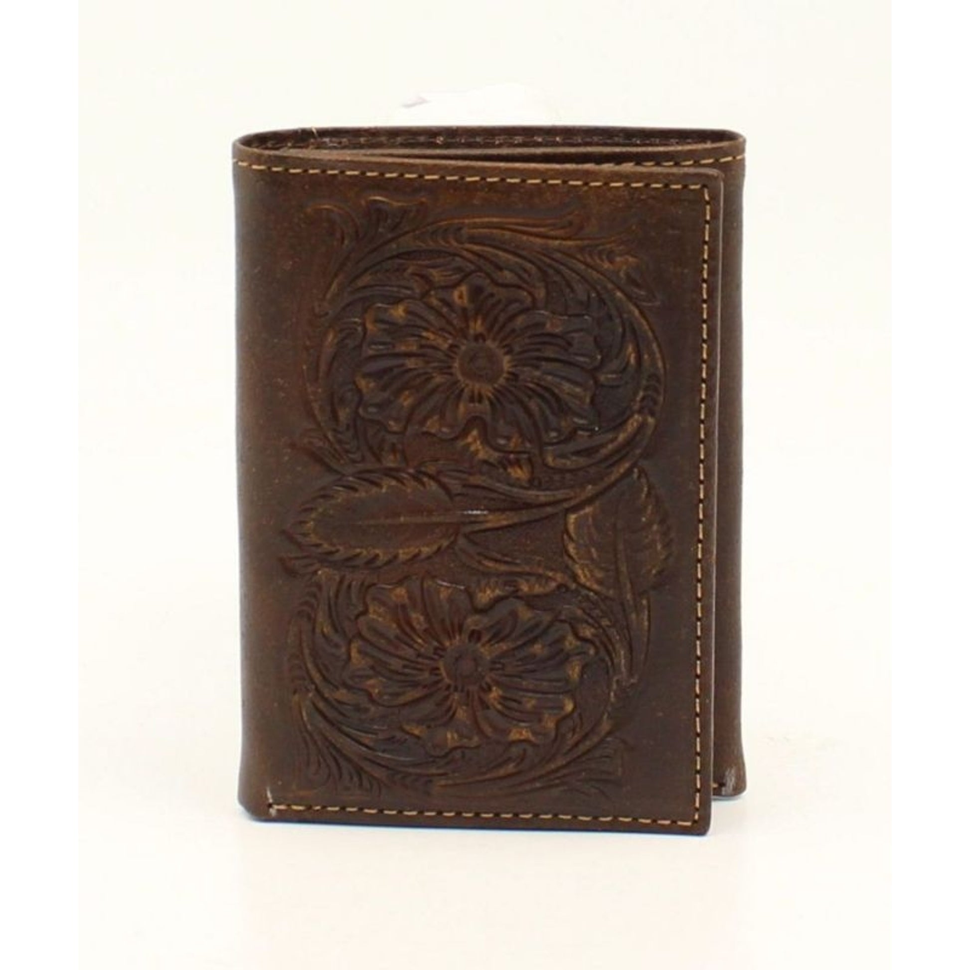 Ariat Mens Trifold Floral Embossed WalletBrown