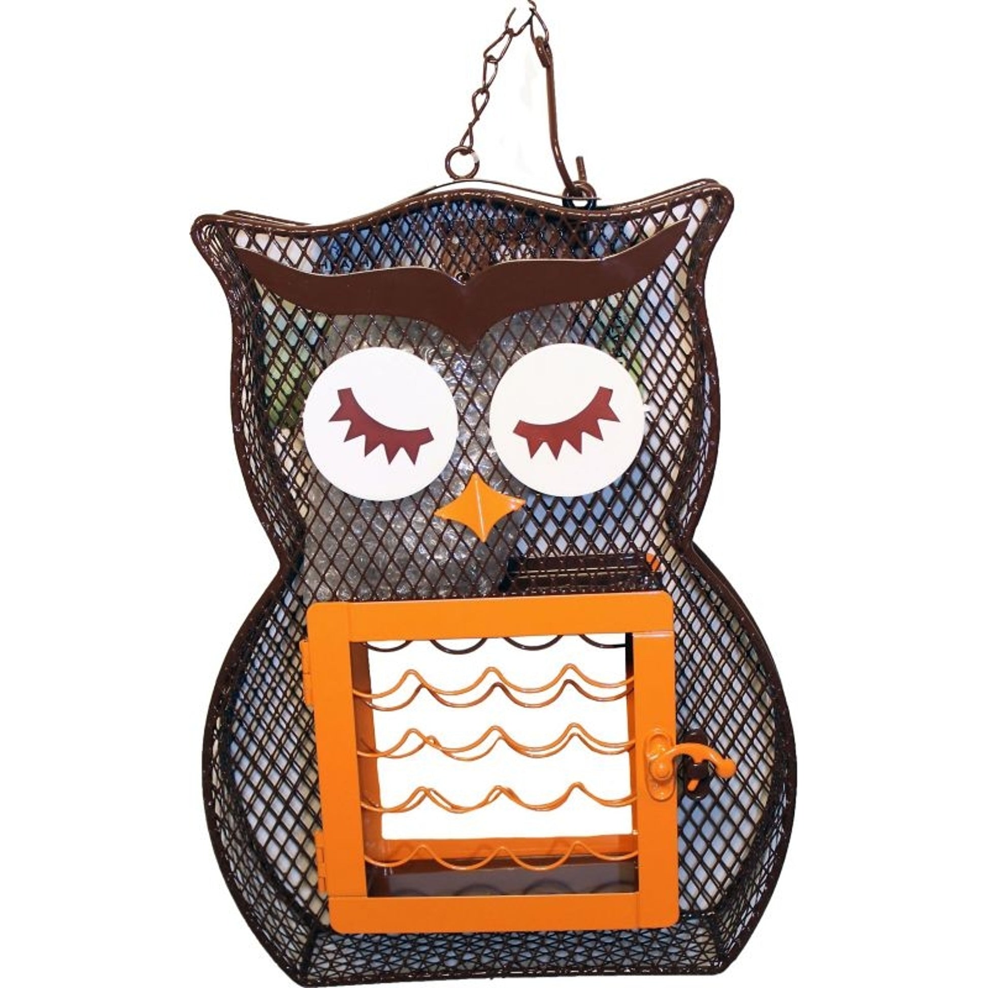 Owl Dual Suet And Seed Bird Feeder Brown/Orange