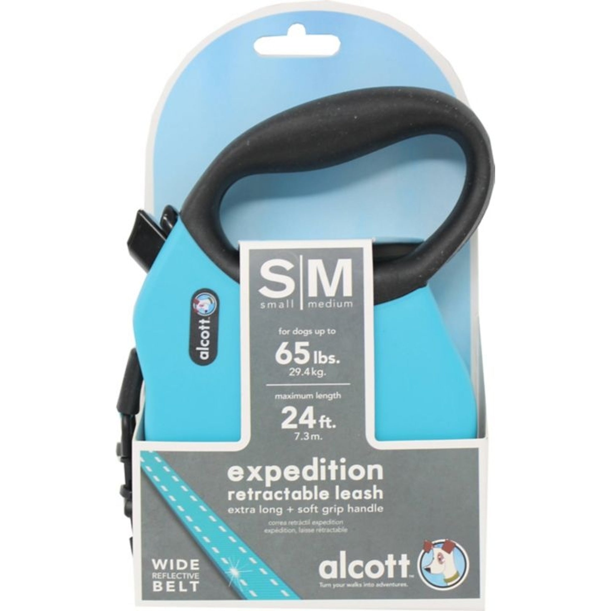 Alcott Retractable Leash Up To 65 Pounds Sm/Md Blk