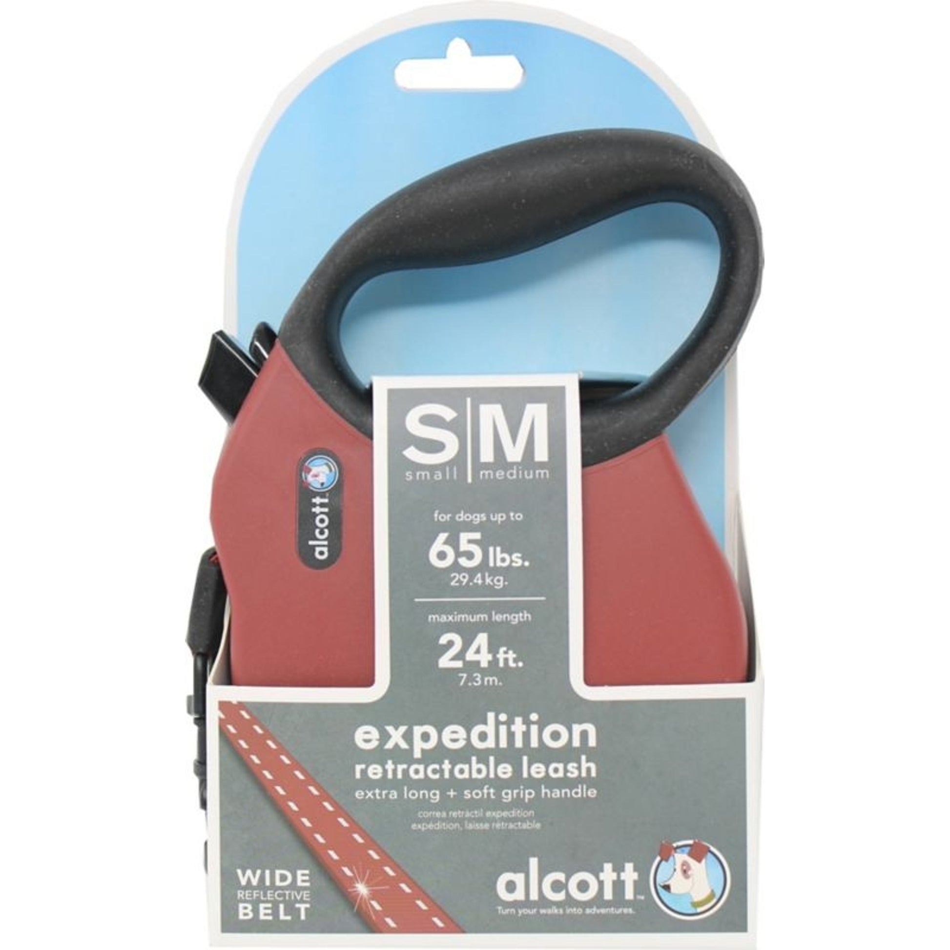 Alcott Retractable Leash Up To 65 Pounds Sm/Md Blk