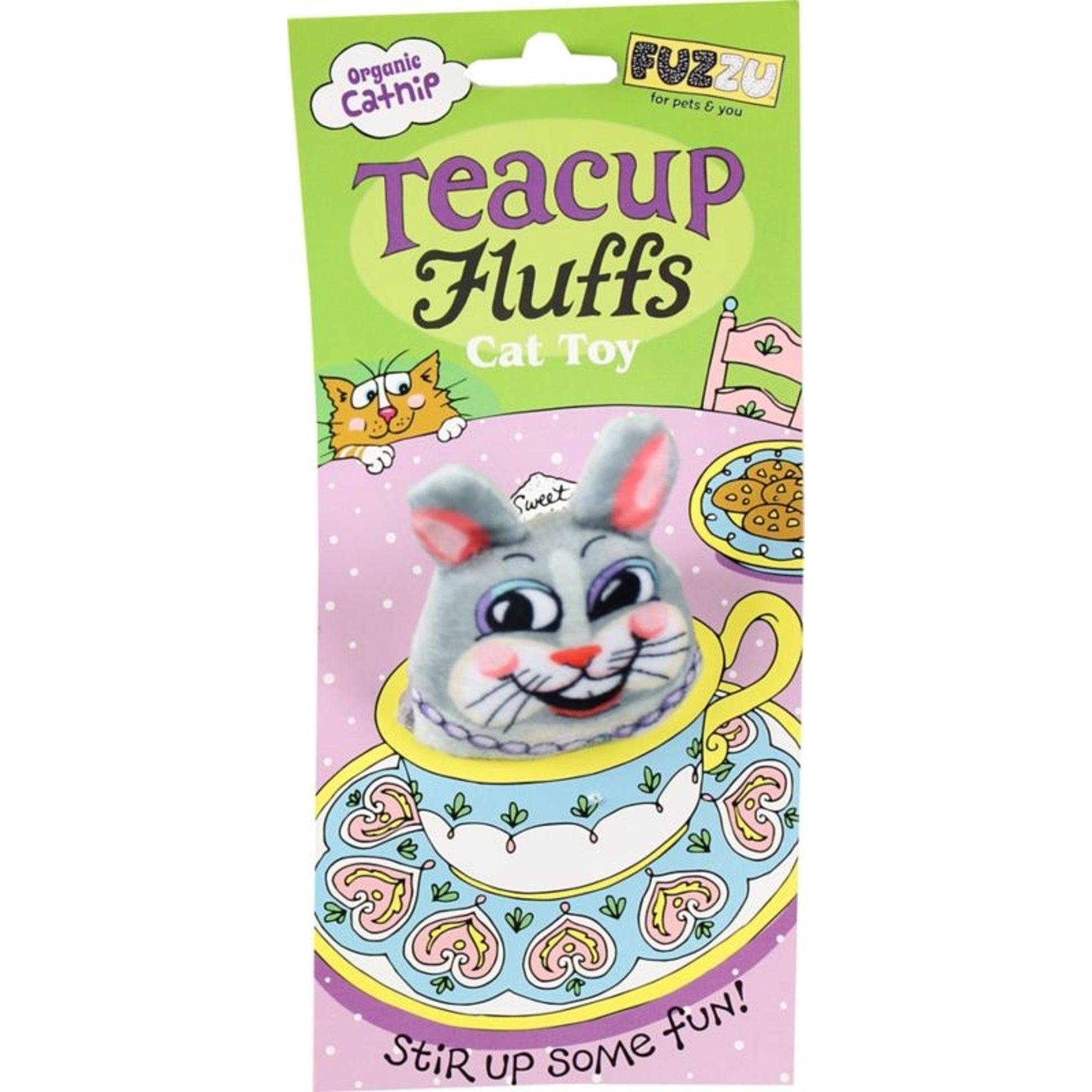 Bunny Tea Cup Fluffs Series Catnip Toy Medium Gray