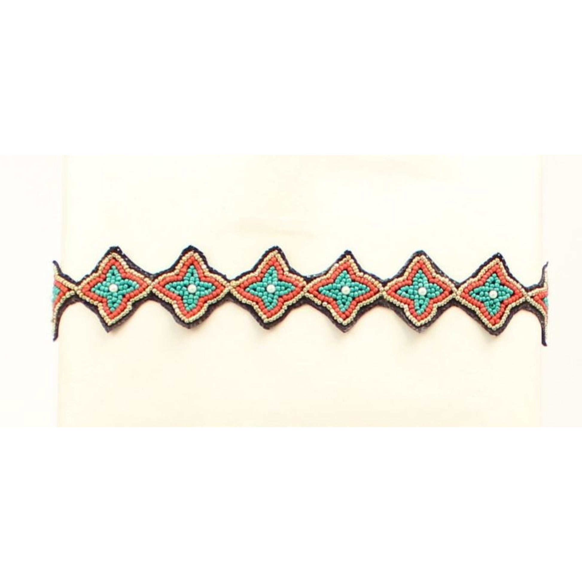 Fashion Seed Bead Headband Green/Red