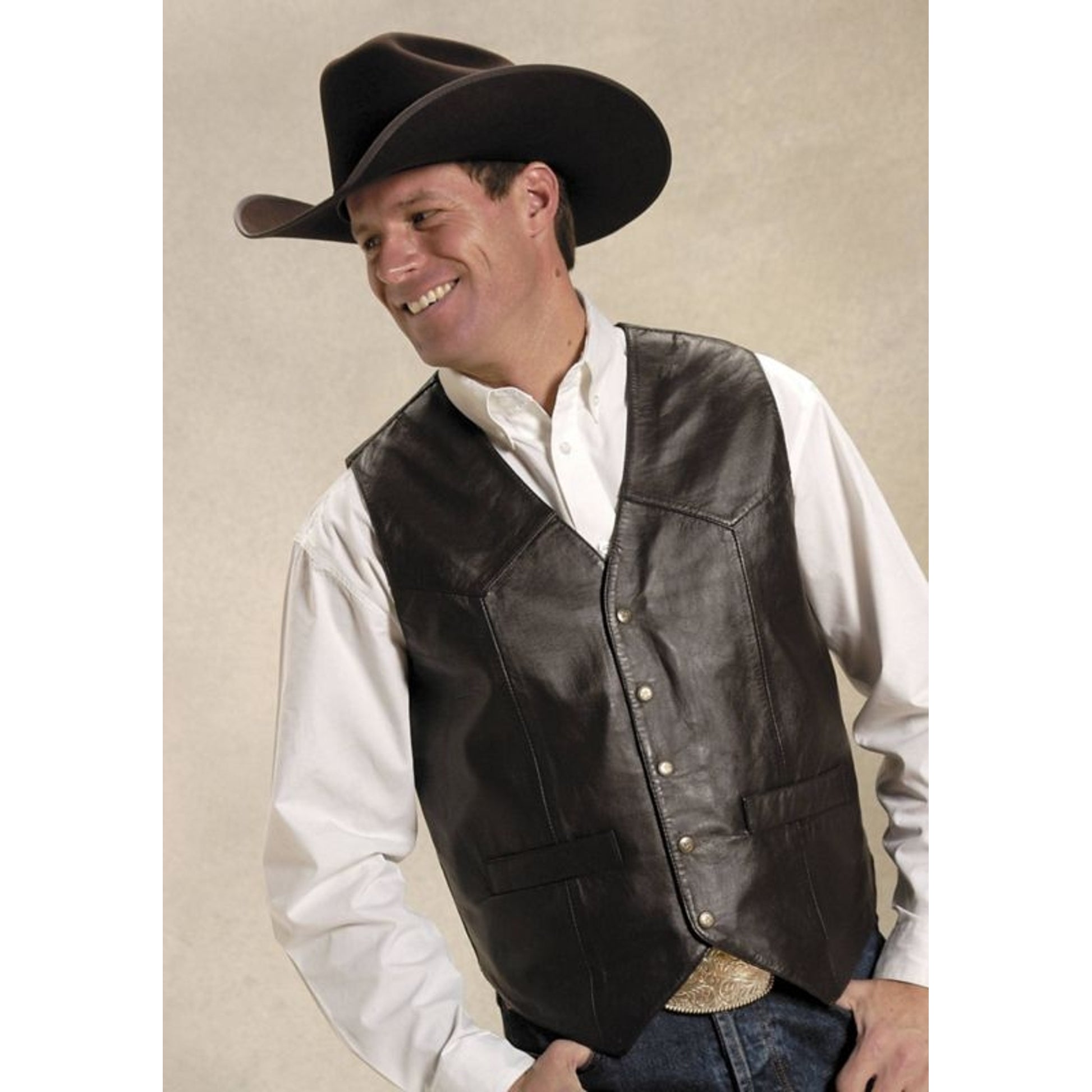 Roper Mens Tall Man Lamb Skin Vest XXL Brown
