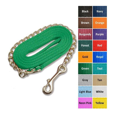 Jacks Lead Shank with 24" Brass Plated Chain 6' Bl
